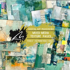Stravaganza di collage vibranti: arte digitale con texture multimediali miste per scrapbooking, journaling e ispirazione per l'artigianato, kit stampabile digitale