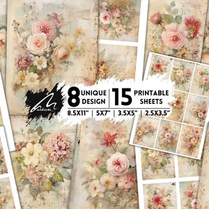 Vintage Floral Elegance Digital Papers: disegni senza tempo di rose e botanici per diari spazzatura, scrapbooking e progetti di artigianato artistico, CU