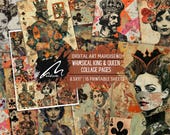 Regal Artistry and Intrigue: Deck of Royalty Collage Sheets for Junk Journalists and Scrapbook Aficionados, Mixed Media Vintage Card Motifs