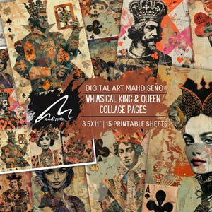Arte e intrigo regali: mazzo di fogli di collage di regalità per giornalisti di spazzatura e appassionati di album, motivi di biglietti vintage con tecniche miste