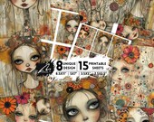 Beauty Symphony: Enchanting Art Prints, Whimsical Girl Portrait Amidst Nature's Orchestra, Digital Scrapbook Papers, Creative Ephemera Kit