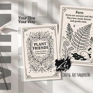 Pflanzenfreunde Zine - Druckbares botanisches Zine mit Zitaten & Fakten, Mindful Journal Karten, Pflanzenfarben für Erwachsene und Kinder