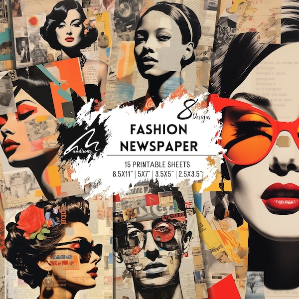 Vintage Fashion Newspaper Sheets for Decorating | Classic Pages with Retro Fashion Theme for DIY Projects | Digital Art