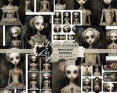 Gothic Victorian Doll Digital Papers, Surreal Porcelain Doll Scrapbooking Pages Antique Dollhouse Junk Journal Ephemera Haunting Printables