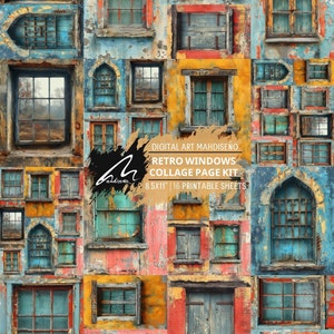 Vervaagd venster op tijd rustieke plakboekpagina's ongewenste dagboek Kit noodlijdende muur digitale afdrukbare collage kortstondige blad set downloadbaar