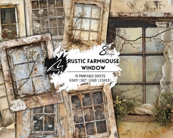 Rustic Window Collage Sheet: Farmhouse Junk Journal Ephemera (Digital Download)