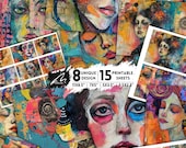 Vibrant Urban Melodies: Mixed Media Collage Pages, Printable Colorful Abstract Faces for Journaling & Scrapbooking Street Art Inspirations