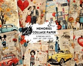 Retro Cartoon Memories Collage Nostalgic Sheets Mixed Media Art Vintage Papers and Cartoon Scrapbook Pages for Journals and Crafts