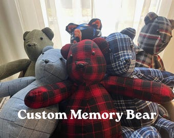 Oso de peluche personalizado hecho con ropa, osito de recuerdo, regalo conmemorativo por duelo
