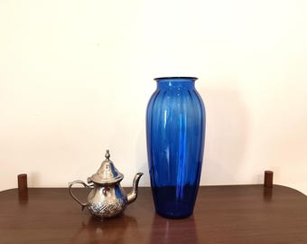 ヴィンテージ コバルトブルー ガラス花瓶 - Etsy 日本