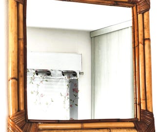 Woven bamboo mirror