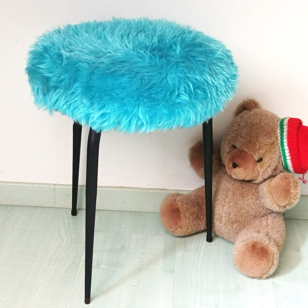 Tabouret moumoute bleue