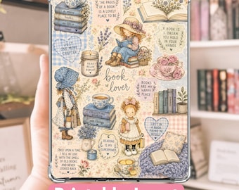 Cottagecore Vintage Kindle Insert: Blue Floral Design for Clear Case (PDF Download)