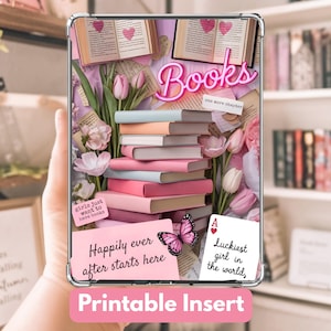 Pink Kindle Insert Cute Kindle Insert Bookish Insert Kindle Decor Printable Kindle insert for Paperwhite Colorsoft Basic Kindle Insert pink