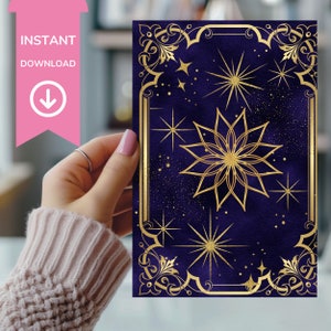 Purple Kindle Insert: Gold Celestial Design (Digital Download)