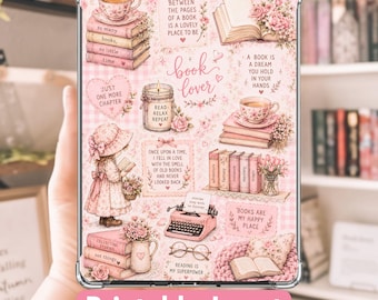 Cottagecore Vintage Kindle Insert: Pink Floral Bookish Design for Clear Case (PDF Download)