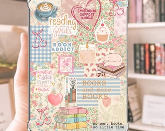 コテージコア Kindle インサート: クリアケース用ピンクの花柄デザイン (PDF ダウンロード)