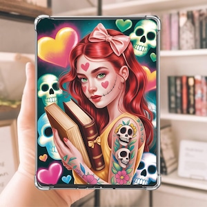 Halloween Gothic Kindle Insert Tattoo Girl Insert for clear case Bookish Kindle Decor Halloween Kindle Insert Printable Kindle insert