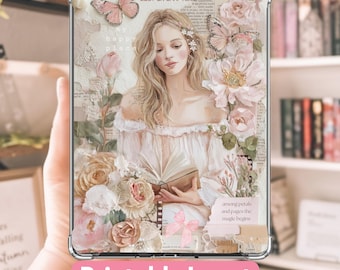 Literary Girl Kindle Insert: Pink Cottagecore Design (PDF Download)