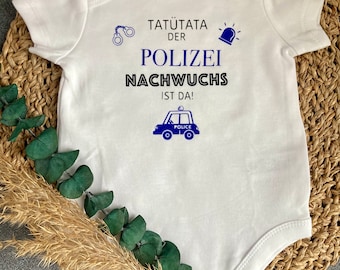 Body, Polizei, Nachwuchs, personalisierbar, Strampler, Geschenk, Überraschung, Taufe, Geburt, Baby