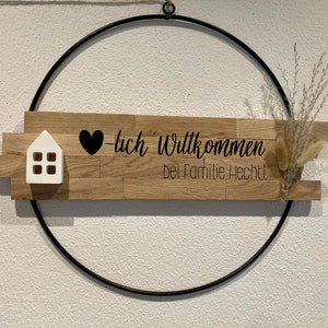 Türschild, Dekoring, Metallring, Herzlich Willkommen, Familie, Einzug, Geschenk Bild 1