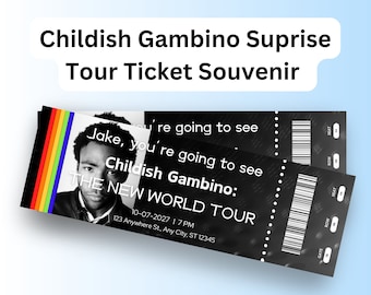 Printable Childish Gambino Tour 2024 | Music Concert Show Pass | Surprise Gift Reveal | Editable Personalized Download souvenir ticket