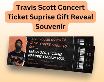 Druckbare Travis Scott Tour 2024 | Musikkonzert-Showpass | Überraschungsgeschenk-Enthüllung | Bearbeitbares personalisiertes Download-Souvenirticket