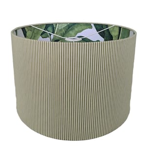 Green Strips & Tropical Leaves Double Sided Lampshade