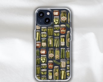 Pickles jars iphone case aesthetic collage phonecase pickels lover gift cover iphone 14 13 12 11 pro max trendy phone case clear case cute