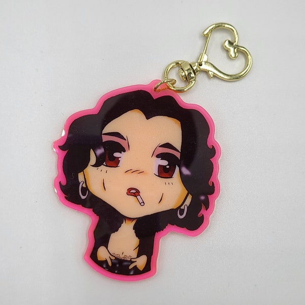 HIM Ville Valo Razorblaze Romance Translucent Pink Custom Acrylic Keychain 3" Chibi