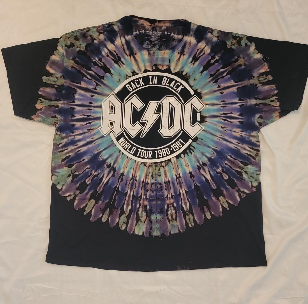 Tie Dye AC/DC Back in Black Shirt XXL 100% Cotton - Etsy