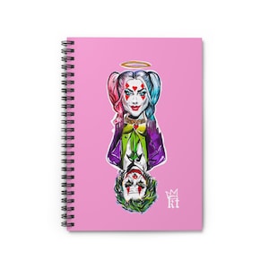 Pinkes Harley Quinn/Joker Chaotische Notizbuch, gefüttert, Spirale