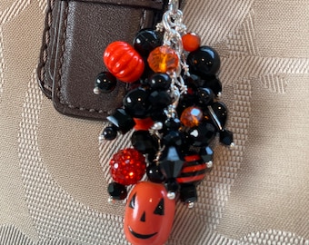 Halloween jack-o-lantern purse bag charm