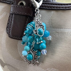 Western turquoise cactus purse bag charm