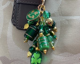 St Patrick’s Day shamrock smile charm purse bag charm