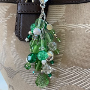 Green crystal purse bag charm