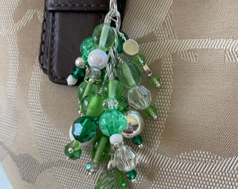 Green crystal purse bag charm