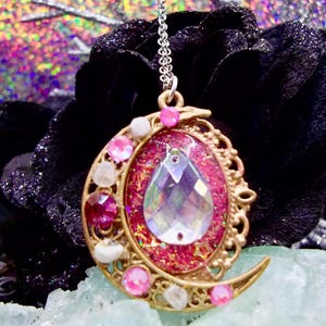 Sailor Moon inspired necklace, Sailor Moon jewelry, moonstone necklace