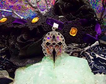 Purple Halloween cross choker, Halloween jewelry, choker black, lace choker, spooky season, Halloween choker