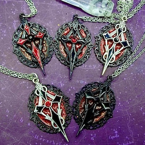 Vampire Necklace, Gothic Pendant, Dracula Amulet, Goth Necklace, Gothic Cross Necklace
