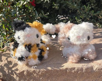 Heart Tail Kitties Set, Crochet Heart Tail Cats, Love Cats, Crochet Cat Plushies, Valentines Plushie, Love Heart Cats, Cat Plushie Set