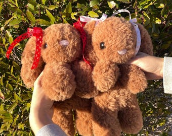 MADE TO ORDER: Milk Chocolate Crochet Fur Bunny, Cuddle Chocolate Bunny Plushie