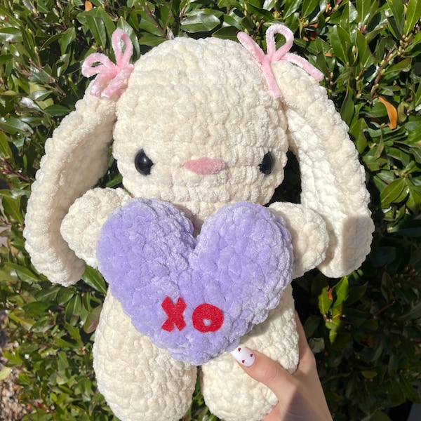 Jumbo Love Bunny Plushie, Crochet Bunny Plush, Handmade Bunny Plushie, Valentine's Bunny, Valentine Jumbo Rabbit Plush, Handmade