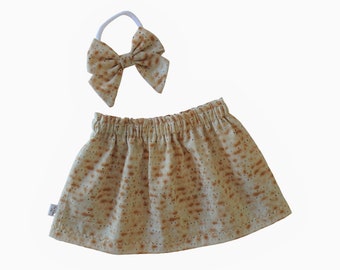 Matzah Baby Skirt and Headband Set, Matzo, Passover, Baby Girl Clothing, Jewish Feasts, 1st Passover, Matzah Skirt, Clothing Set, Newborn