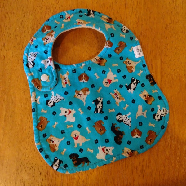 Baby Bib, Puppy Baby Bib, Dog Infant Bib, Baby Shower Gift, Dog Baby Gift, Baby Bib Dog Bones, Baby Bib Dogs, Blue Baby Bib, Baby Bib Puppy