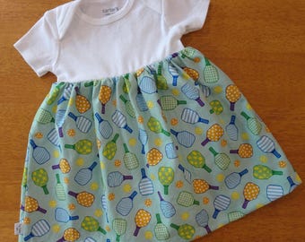 Pickleball Baby Girl Dress, Pickleball Baby outfit, Pickleball Infant Clothes, Cotton Sundress, Baby Shower Gift, Baby Girl Dress, Handmade