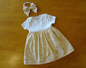 Matzah Baby Dress and Headband/Matzo/Passover/Jewish Feasts/Jewish Baby Dress/Bow Headband/Bodysuit Dress/Nylon Headband/Baby Girl Gift Set
