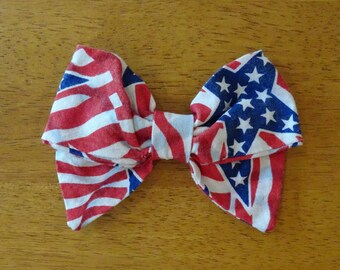 Patriotic Hair Clip, Alligator Clip, Red White and Blue, American Hair Bow, Fourth of July Hair Bow, 4th of July, Stars and Stripes Hair Bow