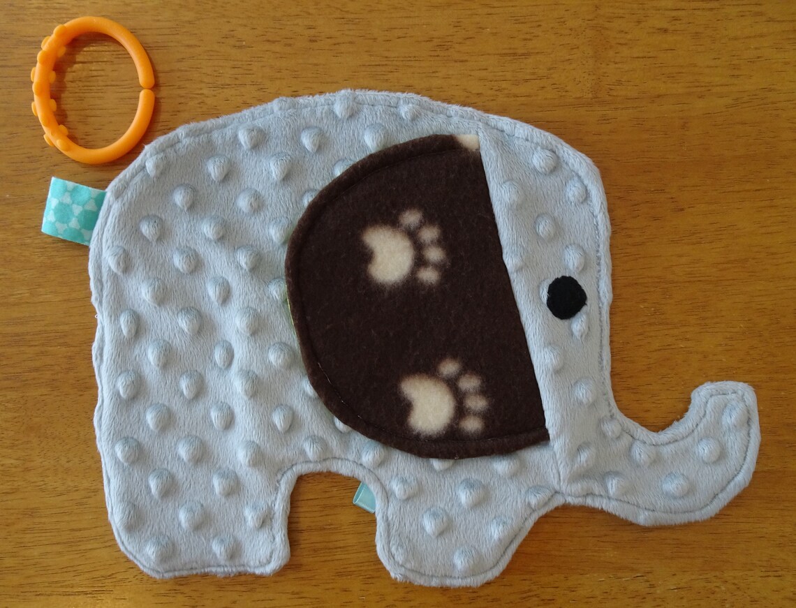 Sensory Elephant Pattern Elephant Sensory Baby Toy, Elephant Lovey, Crinkle Baby Toy, Security ...