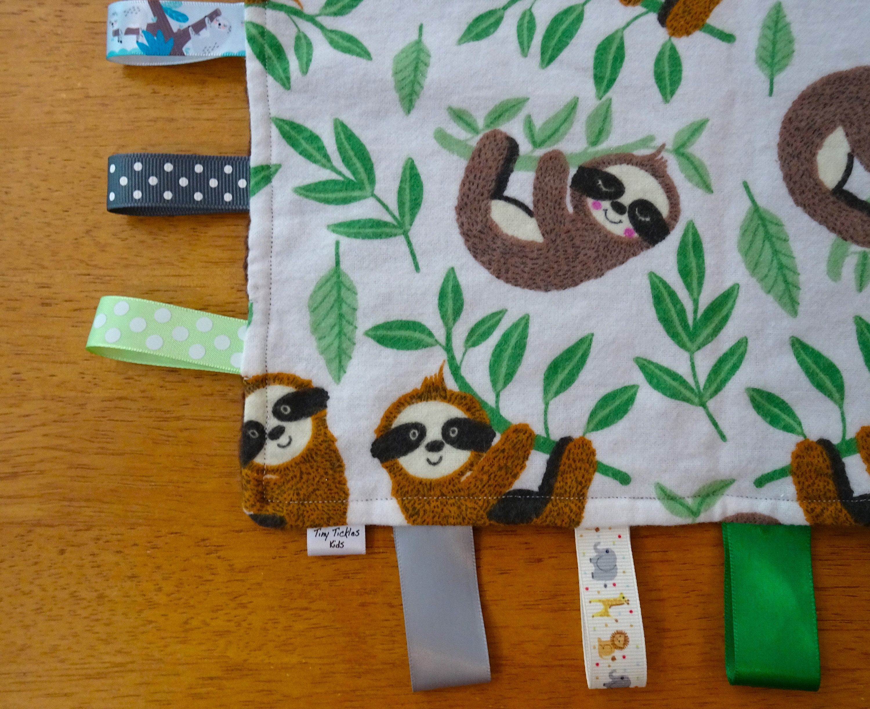 Sloth Baby Lovey, Ribbon Toy, Teething Blanket, Sloth Baby Boy, Sloth